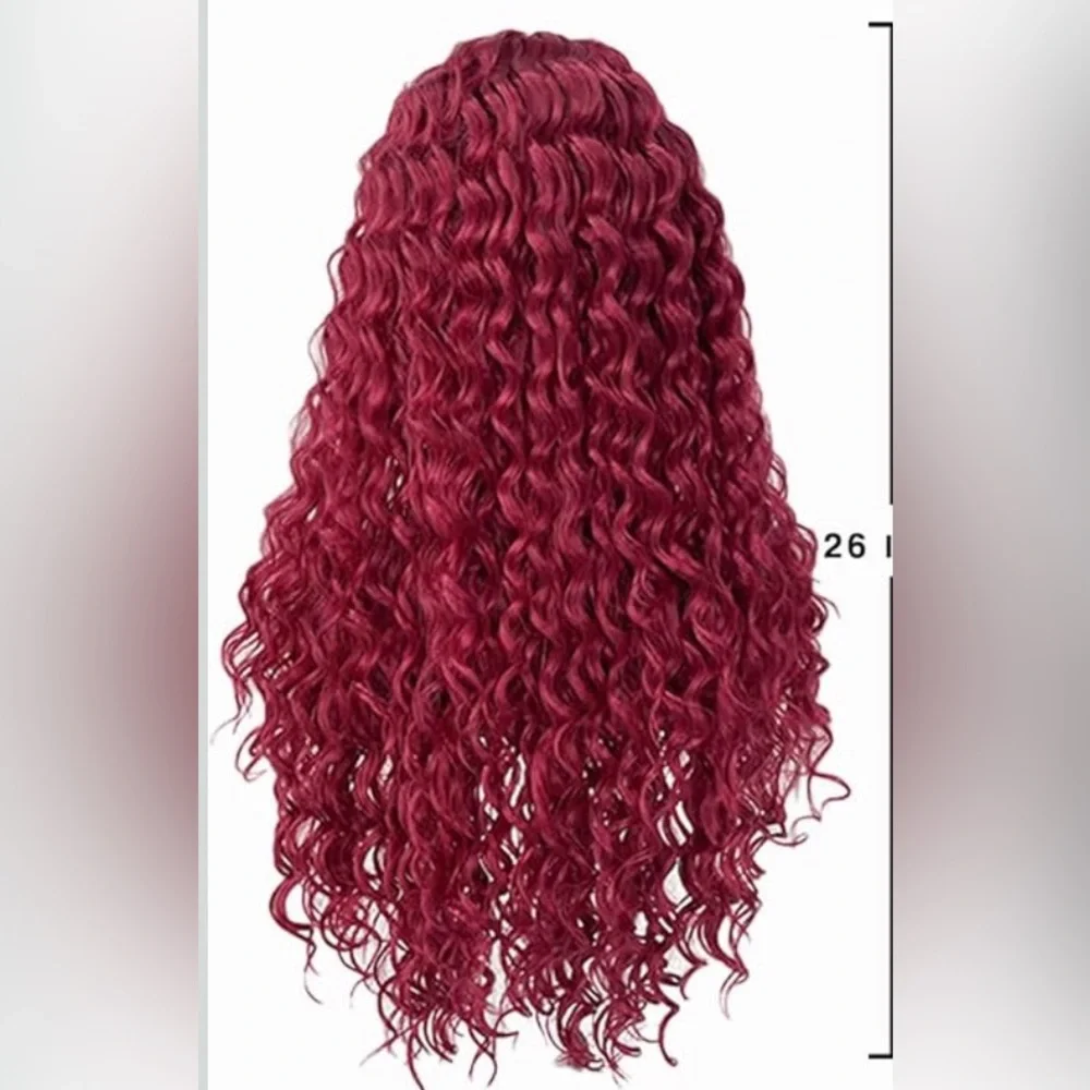 26” Burgundy DEEP Wavy Hair  LACE FRONT WIG Wig
